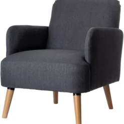 Fauteuil d'accueil BROOKS avec accoudoirs - pieds en hêtre massif - anthracite