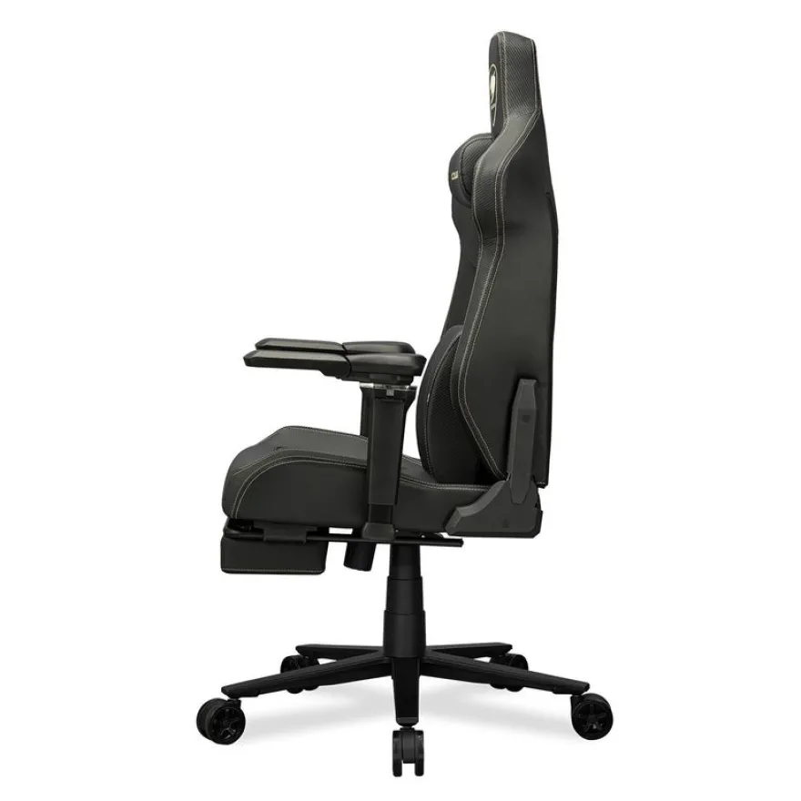 Fauteuil gamer ARMOR EVO M - accoudoirs réglables - appui-tête intégré - noir et or