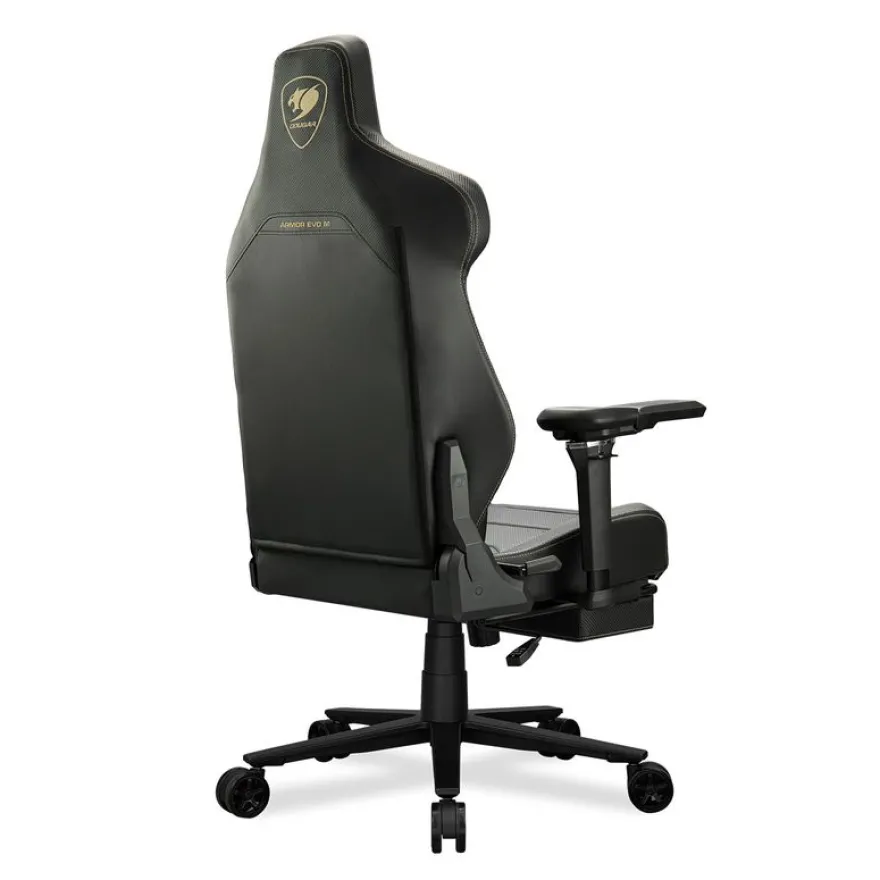 Fauteuil gamer ARMOR EVO M - accoudoirs réglables - appui-tête intégré - noir et or