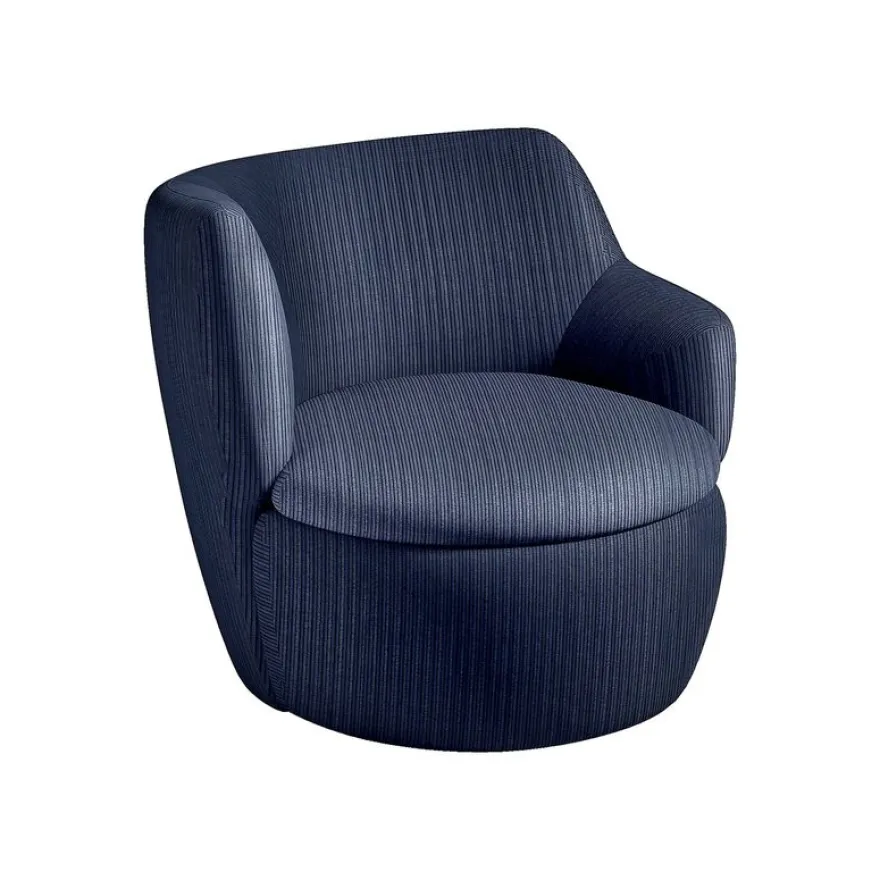 Fauteuil KURLY - velours côtelé - bleu marine