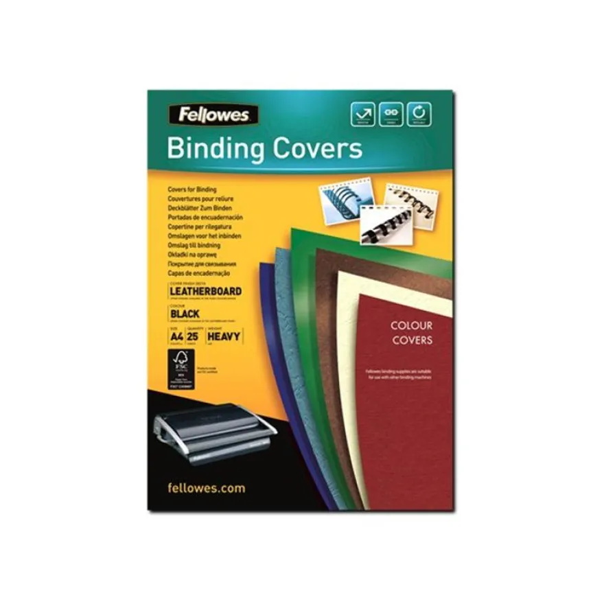 Fellowes - 25 couverture à reliure A4 (21 x 29,7 cm) - 250 g/m² - Noir
