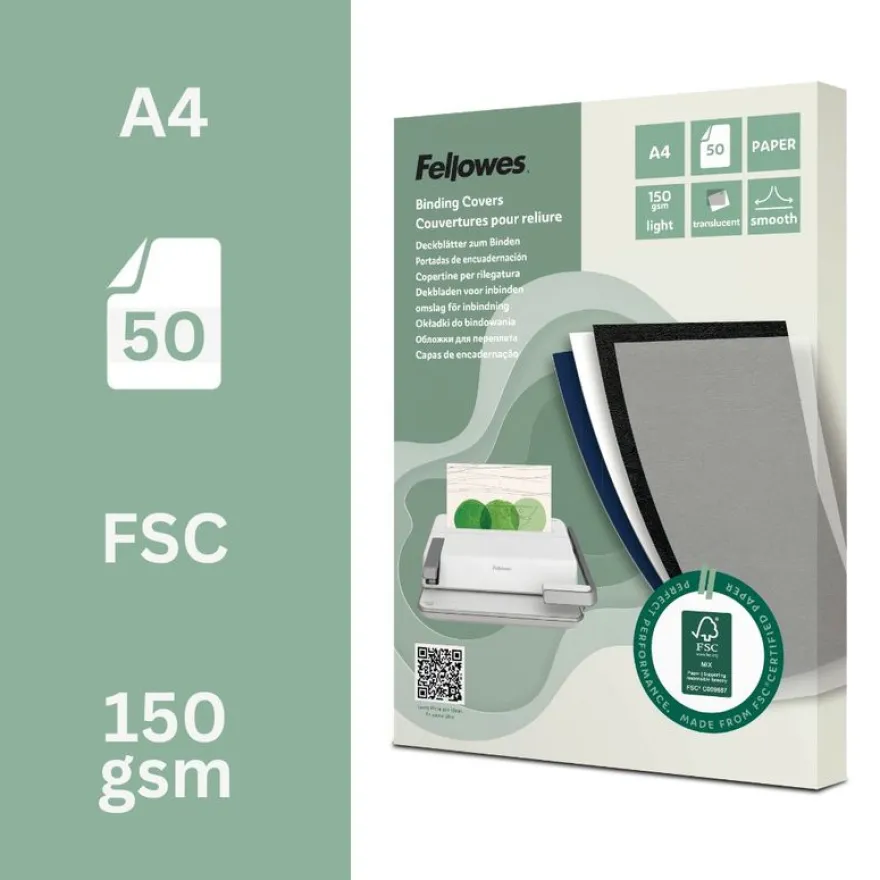 Fellowes - 50 couvertures à reliure A4 (21 x 29,7 cm) - transparent