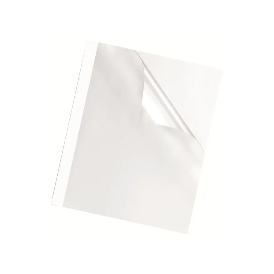 Fellowes - 100 couvertures à reliure pour machine thermique A4 (21 x 29,7 cm) - 220 g/m² - 1,5 mm - face transparente, dos carton blanc