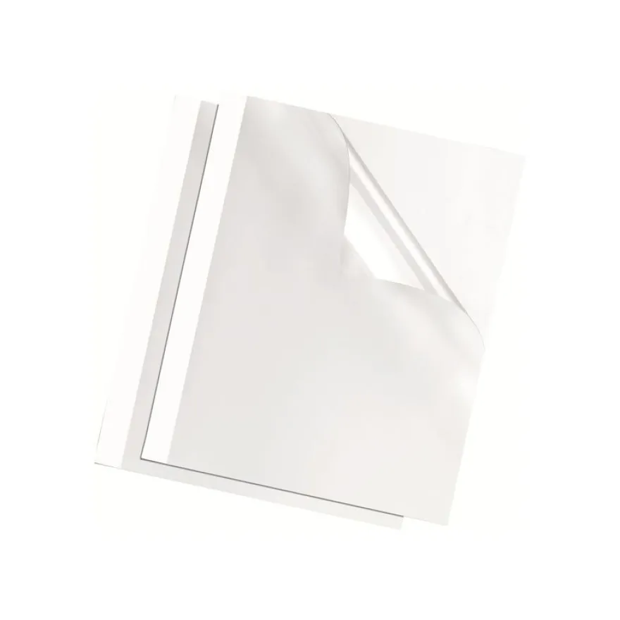 Fellowes - 100 couvertures à reliure pour machine thermique A4 (21 x 29,7 cm) - 220 g/m² - 1,5 mm - face transparente, dos carton blanc