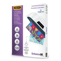 Fellowes - 100 pochettes de plastification A3 (303 x 426 mm) - 80 microns - brillantes