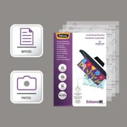 Fellowes - 100 pochettes de plastification A3 (303 x 426 mm) - 80 microns - brillantes