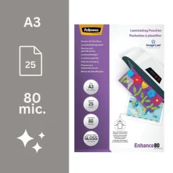 Fellowes - 25 pochettes de plastification A3 (303 x 426 mm) - 80 microns - brillantes