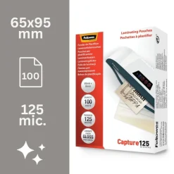 Fellowes - 100 pochettes de plastification (65 x 95 mm) - 125 microns - brillantes