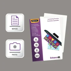 Fellowes - 100 pochettes de plastification A4 (216 x 303 mm) - 80 microns - mate