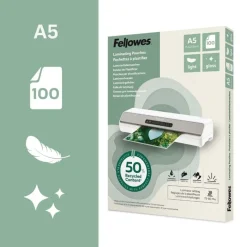 Fellowes - 100 pochettes de plastification A5 - recyclé - brillantes