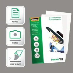 Fellowes - 100 pochettes de plastification A3 (303 x 426 mm) - 100 microns - brillantes