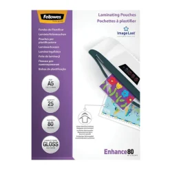 Fellowes - 25 pochettes de plastification A5 (154 x 216 mm) - 80 microns - brillantes