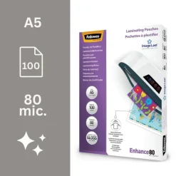 Fellowes - 100 pochettes de plastification A5 (154 x 216 mm) - 80 microns - brillantes