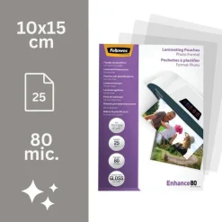 Fellowes - 25 pochettes de plastification photo (108 x 159 mm) - 80 microns - brillantes