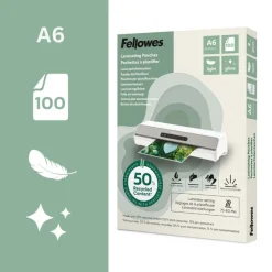 Fellowes - 100 pochettes de plastification A6 - recyclé - brillantes