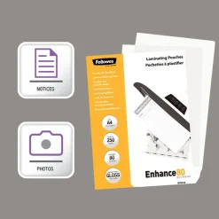Fellowes - 250 pochettes de plastification A4 (216 x 303 mm) - 80 microns - brillantes