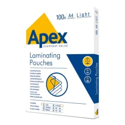 Fellowes Apex - 100 pochettes de plastifications A4 (216 x 303 mm) - 80 microns