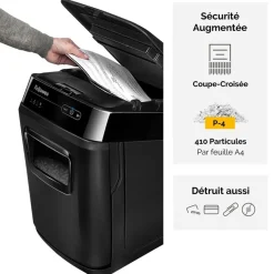 Fellowes AutoMax 200C - destructeur de documents coupe croisée - 200 feuilles - Corbeille 32 litres - anti-bourrage - destruction silencieuse