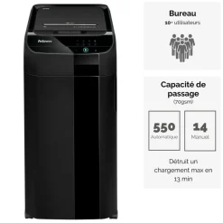 Fellowes AutoMax 550C - destructeur de documents coupe croisée - 550 feuilles - Corbeille 83 litres - anti-bourrage - destruction silencieuse
