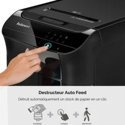 Fellowes AutoMax 550C - destructeur de documents coupe croisée - 550 feuilles - Corbeille 83 litres - anti-bourrage - destruction silencieuse