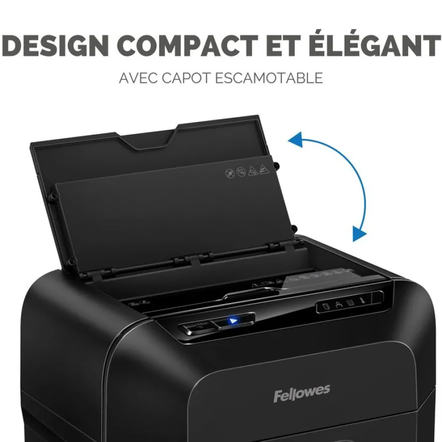 Fellowes AutoMax 80M - Destructeur de documents - Particules - 80 feuilles - Corbeilles 17 litres - Hybride - Noir