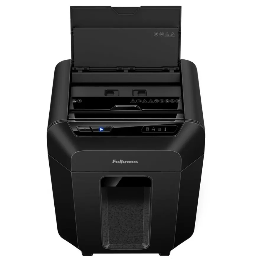 Fellowes AutoMax 80M - Destructeur de documents - Particules - 80 feuilles - Corbeilles 17 litres - Hybride - Noir
