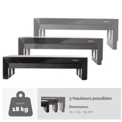 Fellowes Designer Suites - Support pour écran jusqu'à 21'' - réglable en hauteur - avec rangement - surface antidérapante