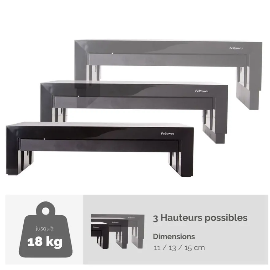 Fellowes Designer Suites - Support pour écran jusqu'à 21'' - réglable en hauteur - avec rangement - surface antidérapante