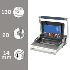 Fellowes Galaxy/Wire - machine à relier / relieuse perforeuse manuelle par anneaux métal - Perfore 15 feuilles - relie 130f