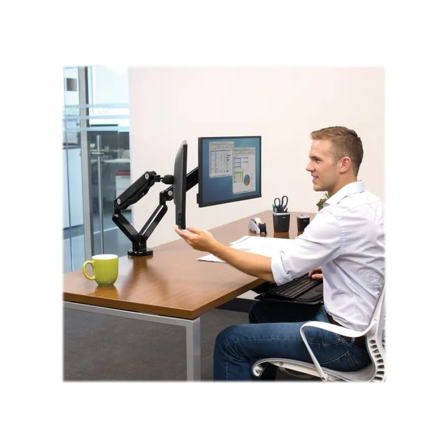 Fellowes Platinum series - Bras porte écran double réglable - fixation sur bureau - noir