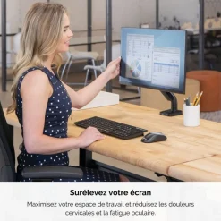 Fellowes Platinum series - Bras porte écran simple réglable - fixation sur bureau - noir