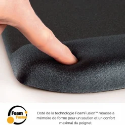Fellowes PlushTouch - Repose-poignets clavier ergonomique - protection antibactérienne Microban - mousse à mémoire de forme résistante - noir