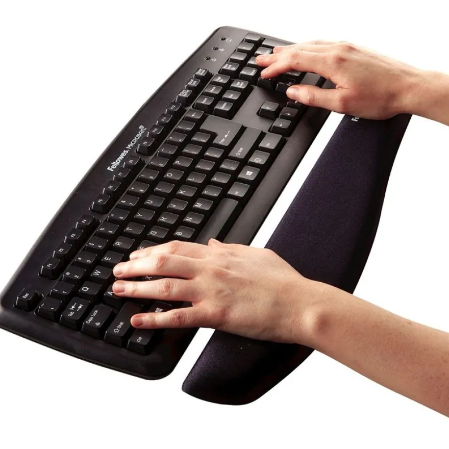 Fellowes PlushTouch - Repose-poignets clavier ergonomique - protection antibactérienne Microban - mousse à mémoire de forme résistante - noir