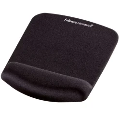 Fellowes PlushTouch - Tapis de souris / repose-poignets ergonomique - noir - protection anti-bactérienne Microban - surface douce et antidérapante