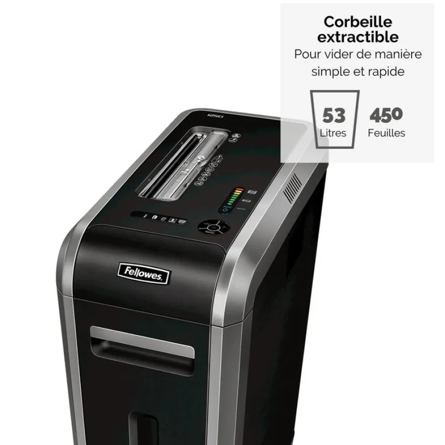 Fellowes Powershred 125Ci - destructeur de documents coupe croisée - 20 feuilles - Corbeille 53 litres - sécurité SafeSense
