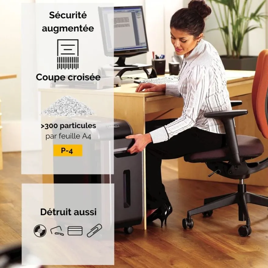 Fellowes Powershred 99Ci - destructeur de documents coupe croisée - 18 feuilles - Corbeille 34 litres - anti-bourrage - sécurité SafeSense