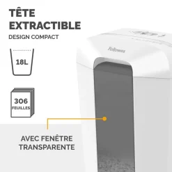 Fellowes Powershred LX70 - destructeur de documents coupe croisée - 11 feuilles - Corbeille 18 litres - blanc