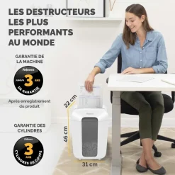 Fellowes Powershred LX70 - destructeur de documents coupe croisée - 11 feuilles - Corbeille 18 litres - blanc
