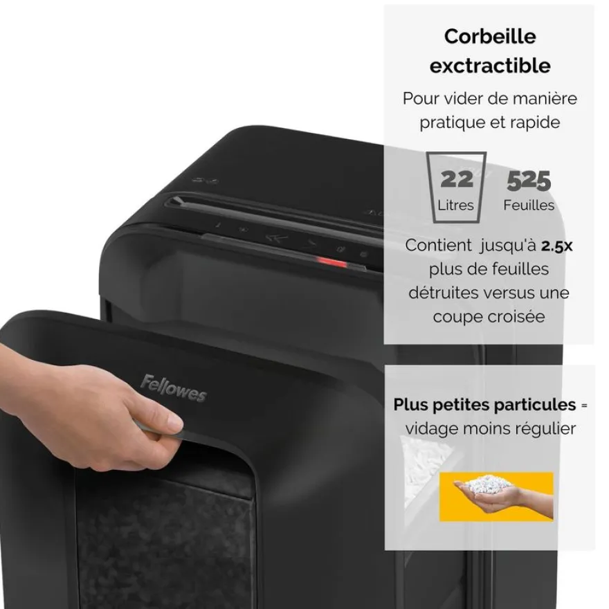 Fellowes Powershred LX201 - destructeur de documents coupe croisée microparticules - 12 feuilles - Corbeille 22 litres - noir