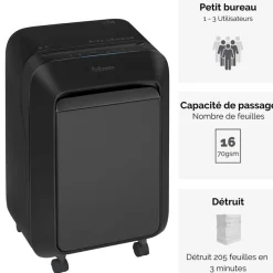 Fellowes Powershred LX210 - destructeur de documents coupe croisée mini-cut - 16 feuilles - Corbeille 23 litres