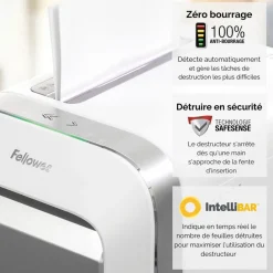 Fellowes Powershred LX221 - destructeur de documents coupe croisée microparticules - 20 feuilles - Corbeille 30 litres - blanc