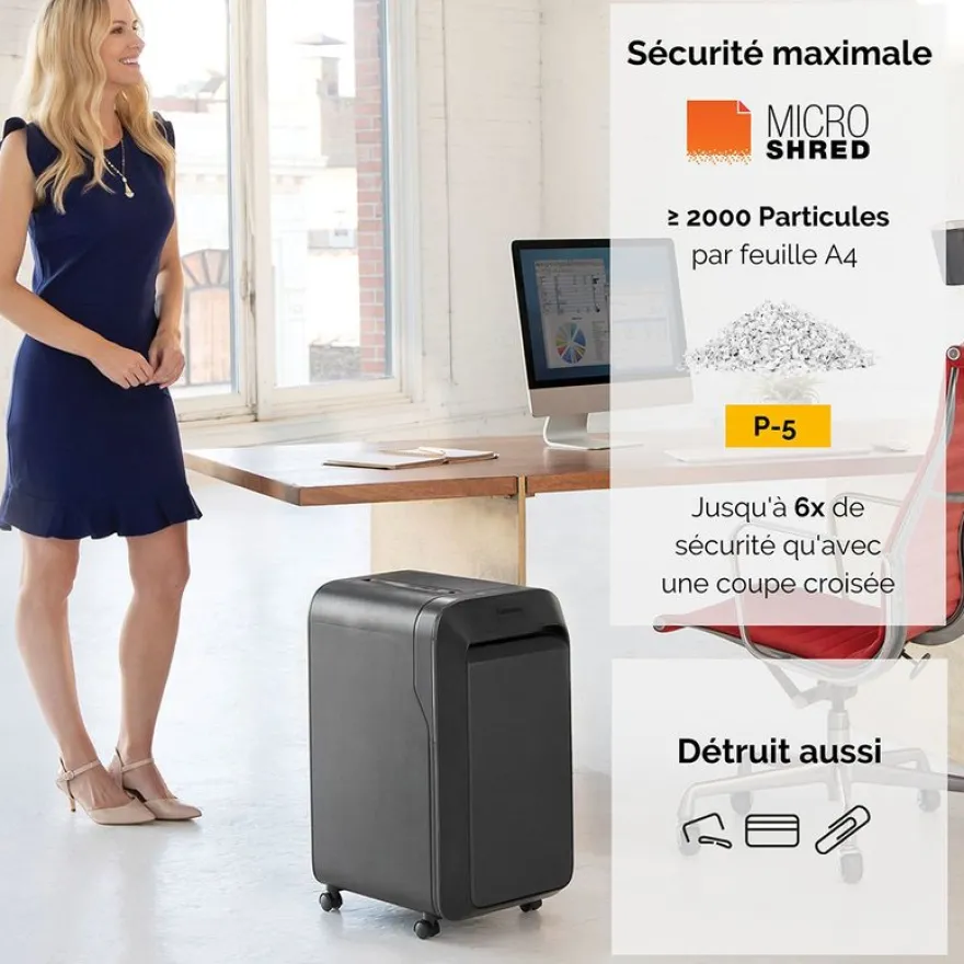 Fellowes Powershred LX221 - destructeur de documents coupe croisée microparticules - 20 feuilles - Corbeille 30 litres - noir