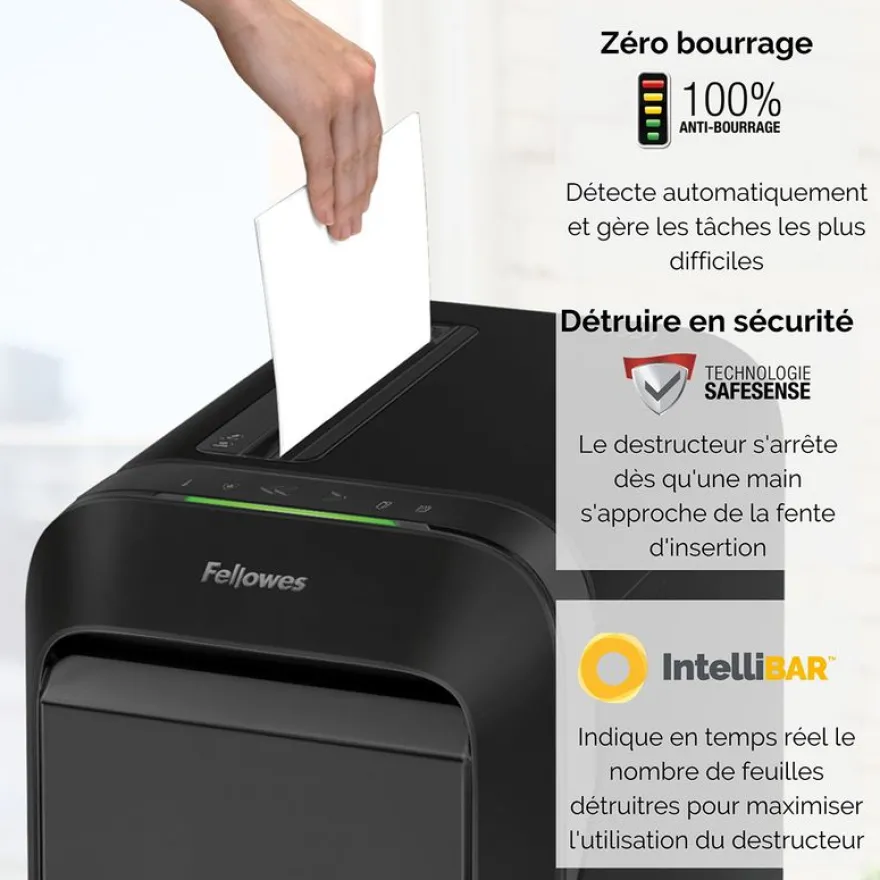 Fellowes Powershred LX221 - destructeur de documents coupe croisée microparticules - 20 feuilles - Corbeille 30 litres - noir