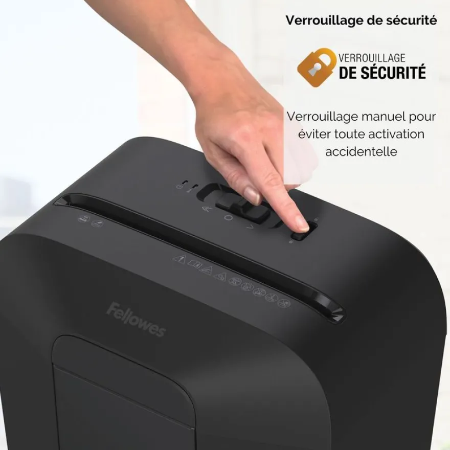Fellowes Powershred LX45 - destructeur de documents coupe croisée - 8 feuilles - Corbeille 17 litres - verrouillage de sécurité