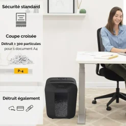 Fellowes Powershred LX45 - destructeur de documents coupe croisée - 8 feuilles - Corbeille 17 litres - verrouillage de sécurité