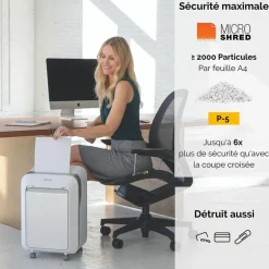 Fellowes Powershred LX211 - destructeur de documents coupe croisée microparticules - 15 feuilles - Corbeille 23 litres - blanc