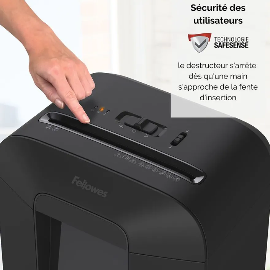 Fellowes Powershred LX85 - destructeur de documents coupe croisée - 12 feuilles - Corbeille 19 litres - sécurité SafeSense