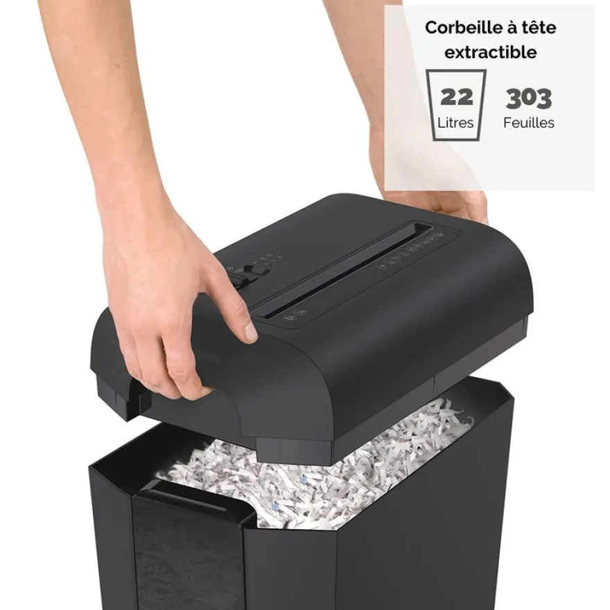 Fellowes Powershred LX65 - destructeur de documents coupe croisée - 10 feuilles - Corbeille 22 litres - noir