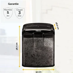 Fellowes Powershred M-7CM - destructeur de documents coupe croisée - 7 feuilles - Corbeille 13 litres transparente en maille
