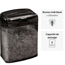 Fellowes Powershred M-7CM - destructeur de documents coupe croisée - 7 feuilles - Corbeille 13 litres transparente en maille